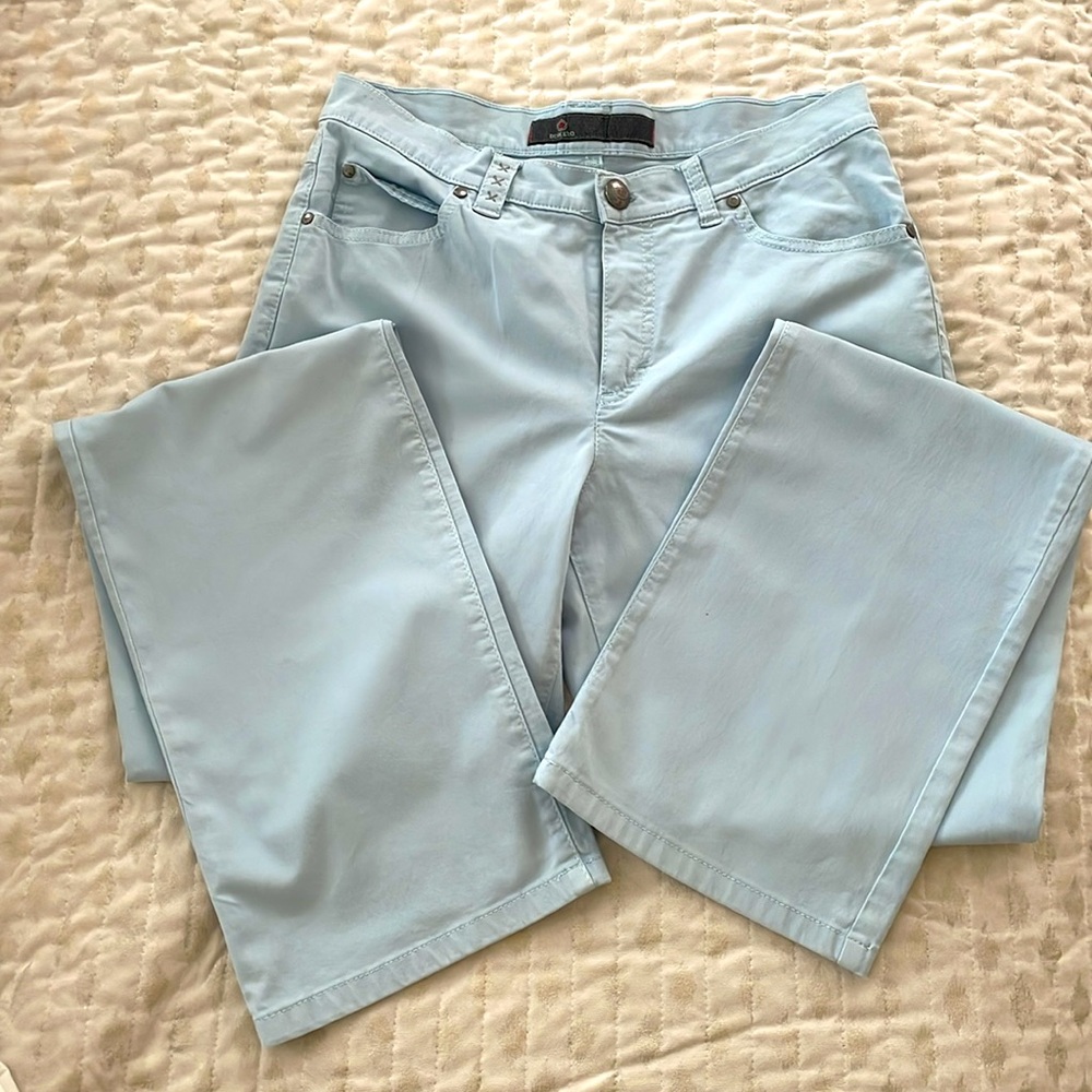 Dismero Italian Brand Womens Baby Blue Embellished Pocket Pants Size 29/32
